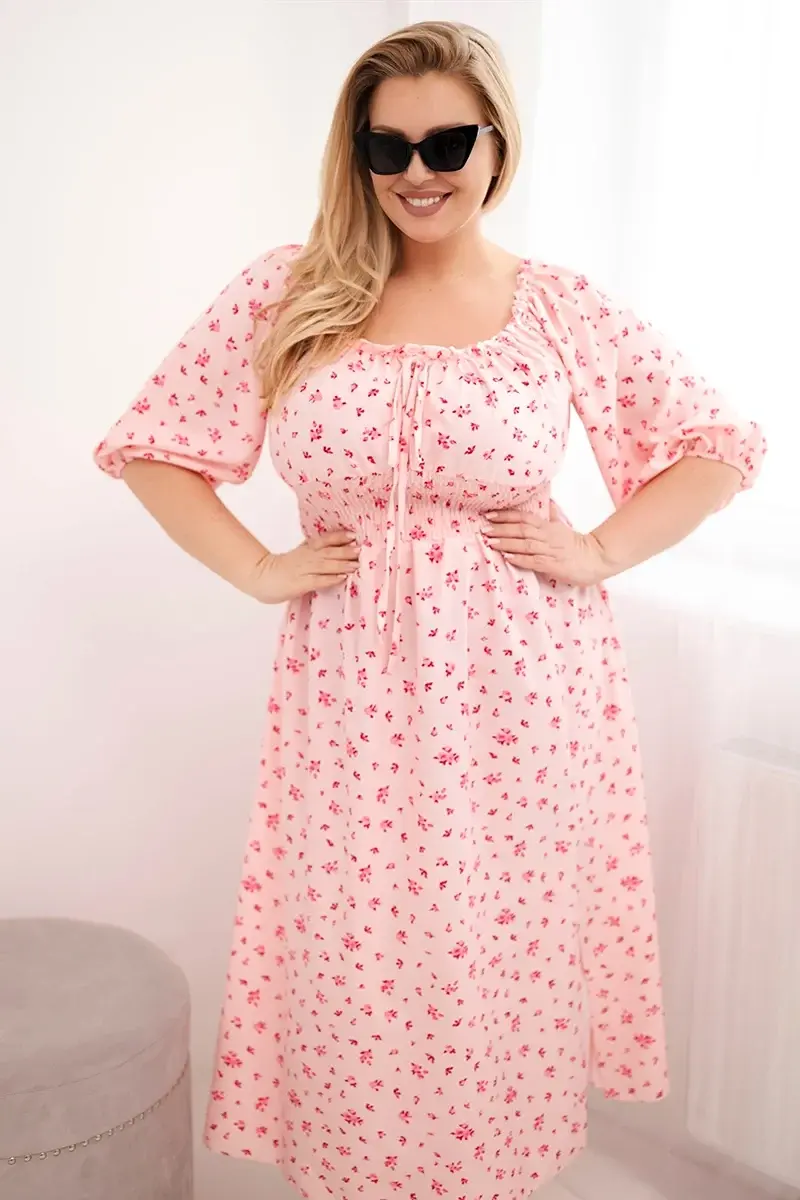 Kesi Plus Size dámske maxi šaty s viazačkou