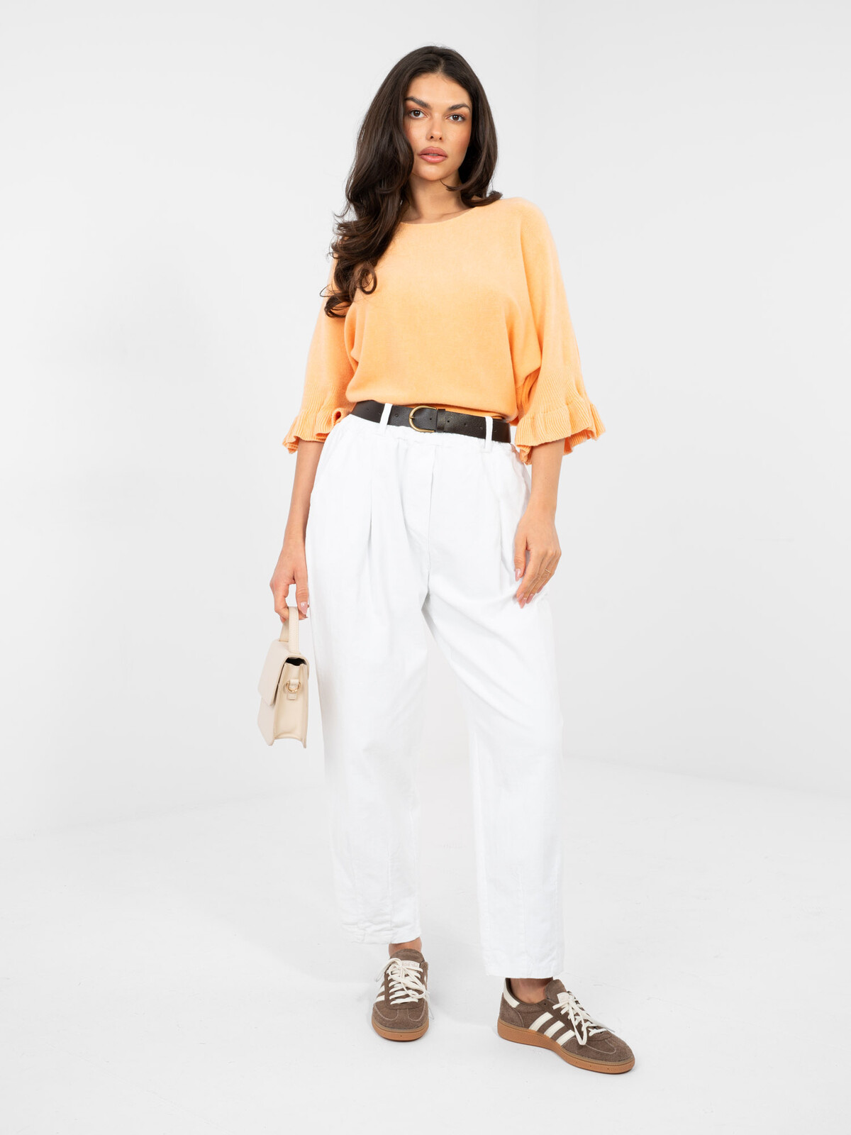 Biele manšestrové nohavice