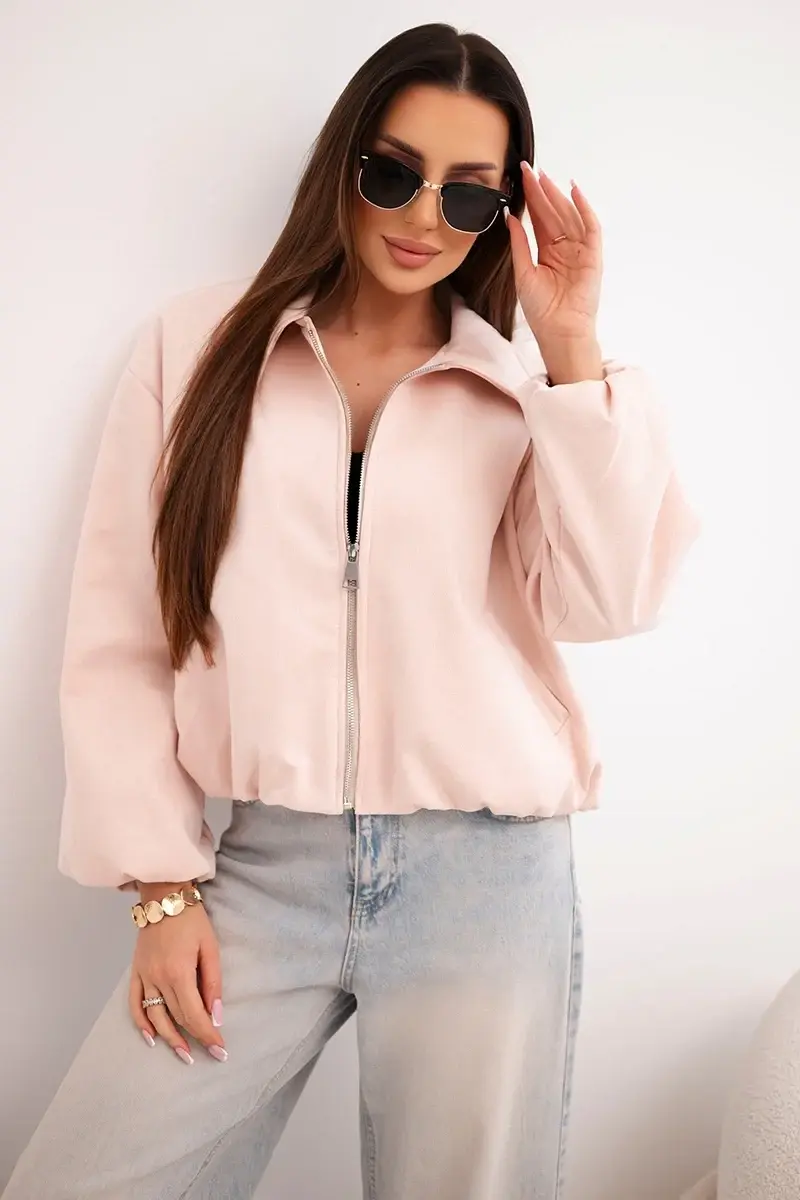 Kesi Włoski dámska bunda na zips s nadýchanými rukávmi