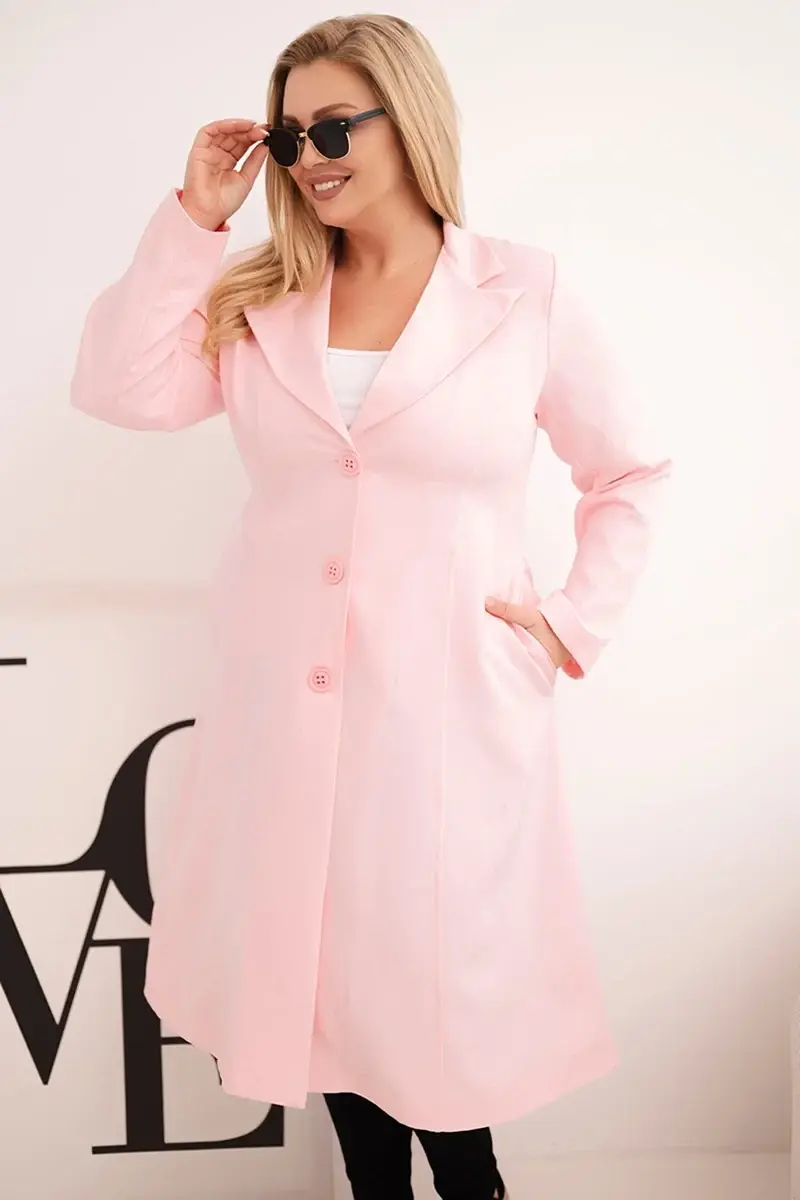 Dámsky klasický kabát Kesi Plus Size, candy pink