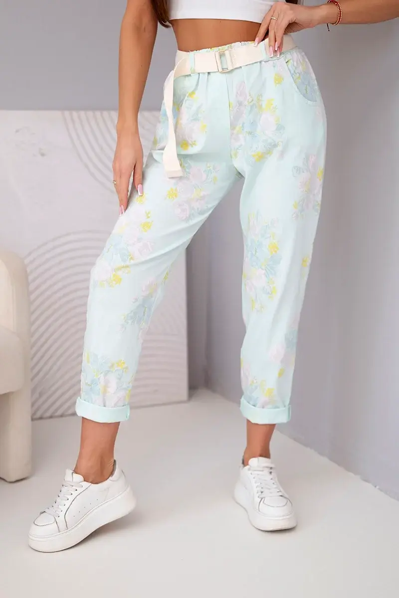 Kesi Włoski dámske kvetinové nohavice s opaskom