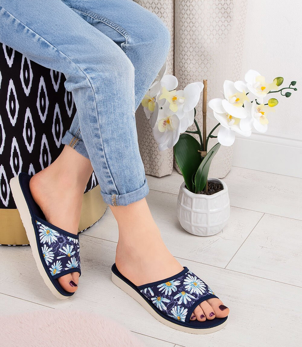 Dámske papuče Natural Style NS-018 modré kvety