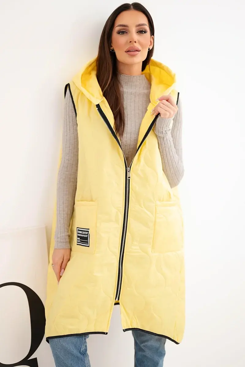 Kesi Plus Size dámska prešívaná vesta žltá