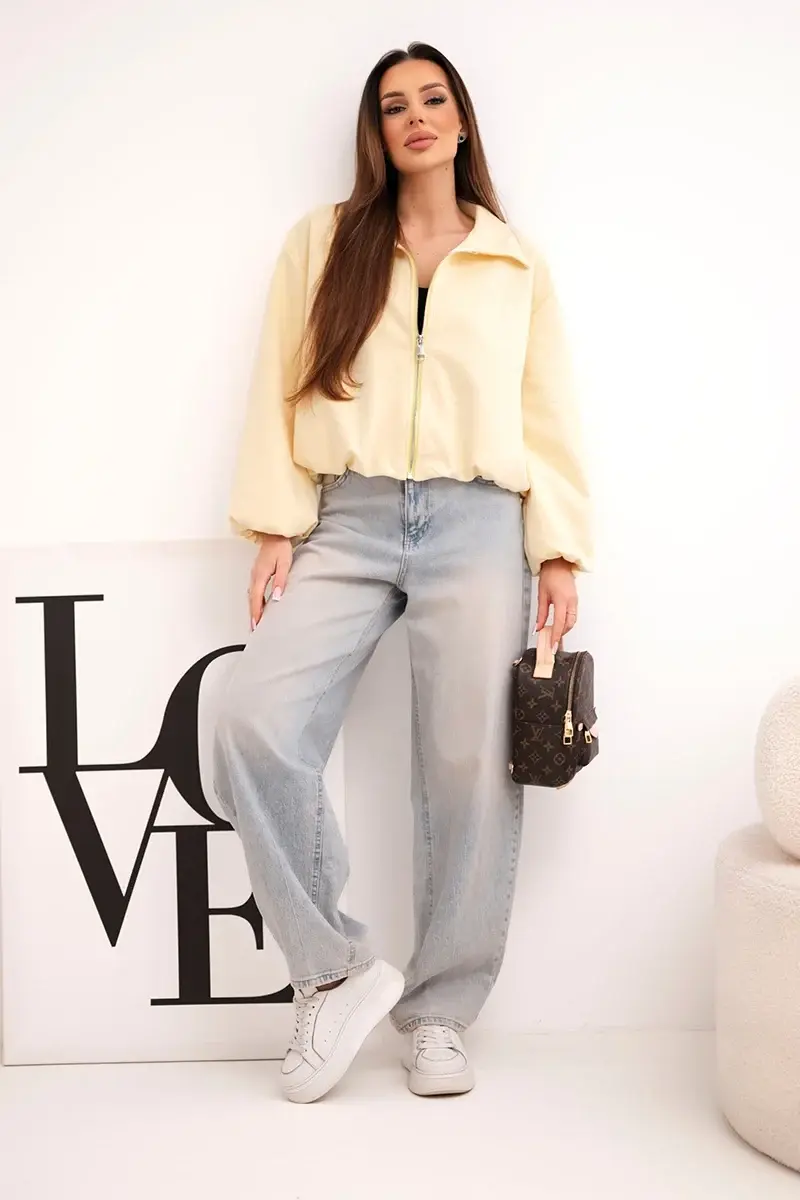 Žltá dámska bunda Kesi Włoski so zipsom