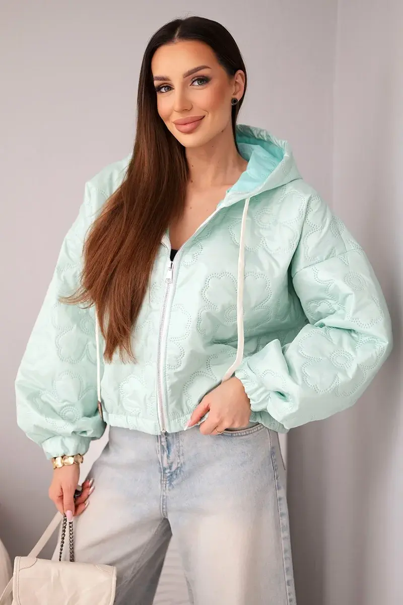 Kesi Włoski dámska prešívaná bunda s kapucňou, mätová