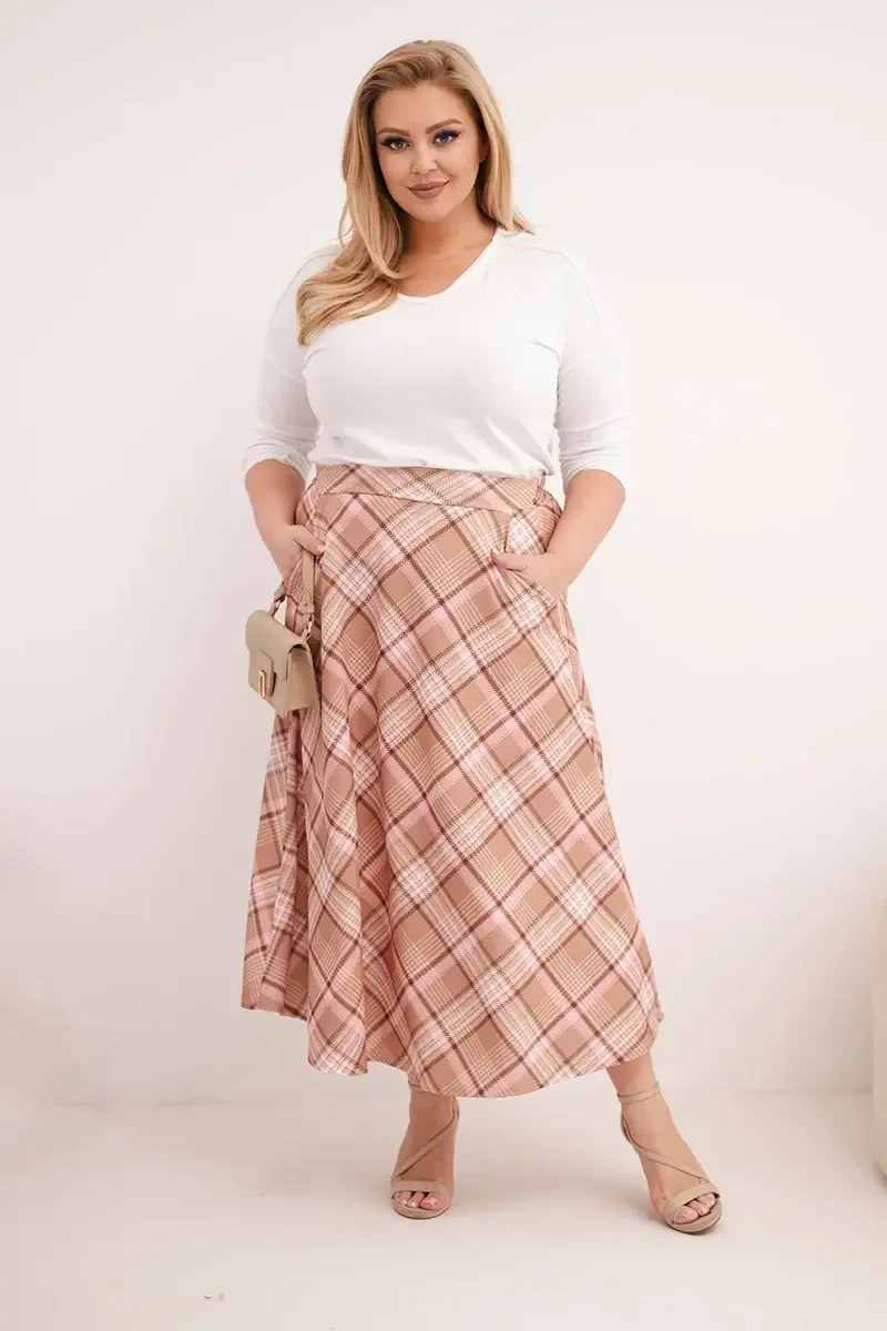 Kockovaná sukňa Kesi Włoski Plus Size