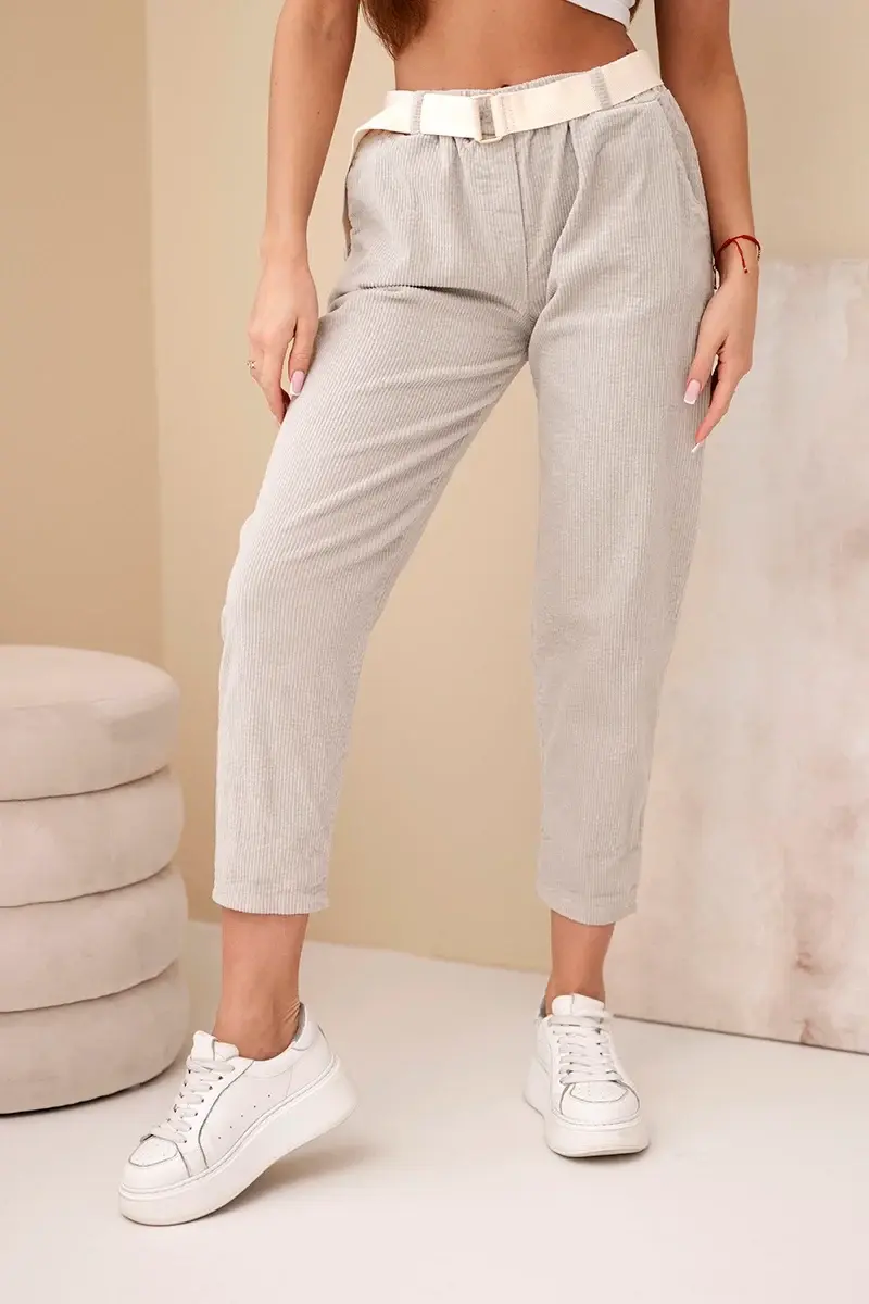 Kesi Włoski dámske menčestrové nohavice s opaskom