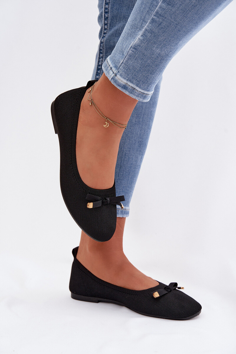 Čierne balerínky s mašľou Amelivra