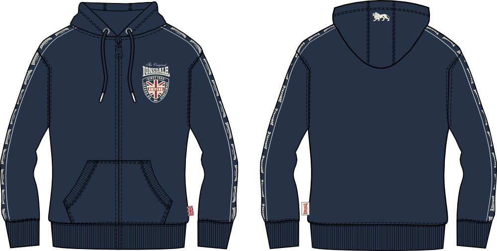 Lonsdale pánska mikina so zipsom a kapucňou