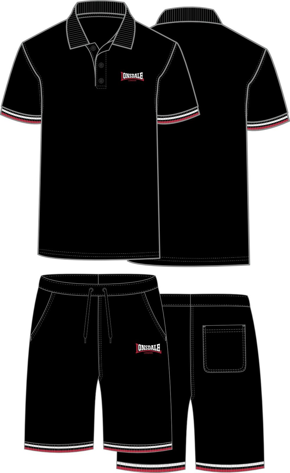 Lonsdale pánska súprava polokošeľa a šortky