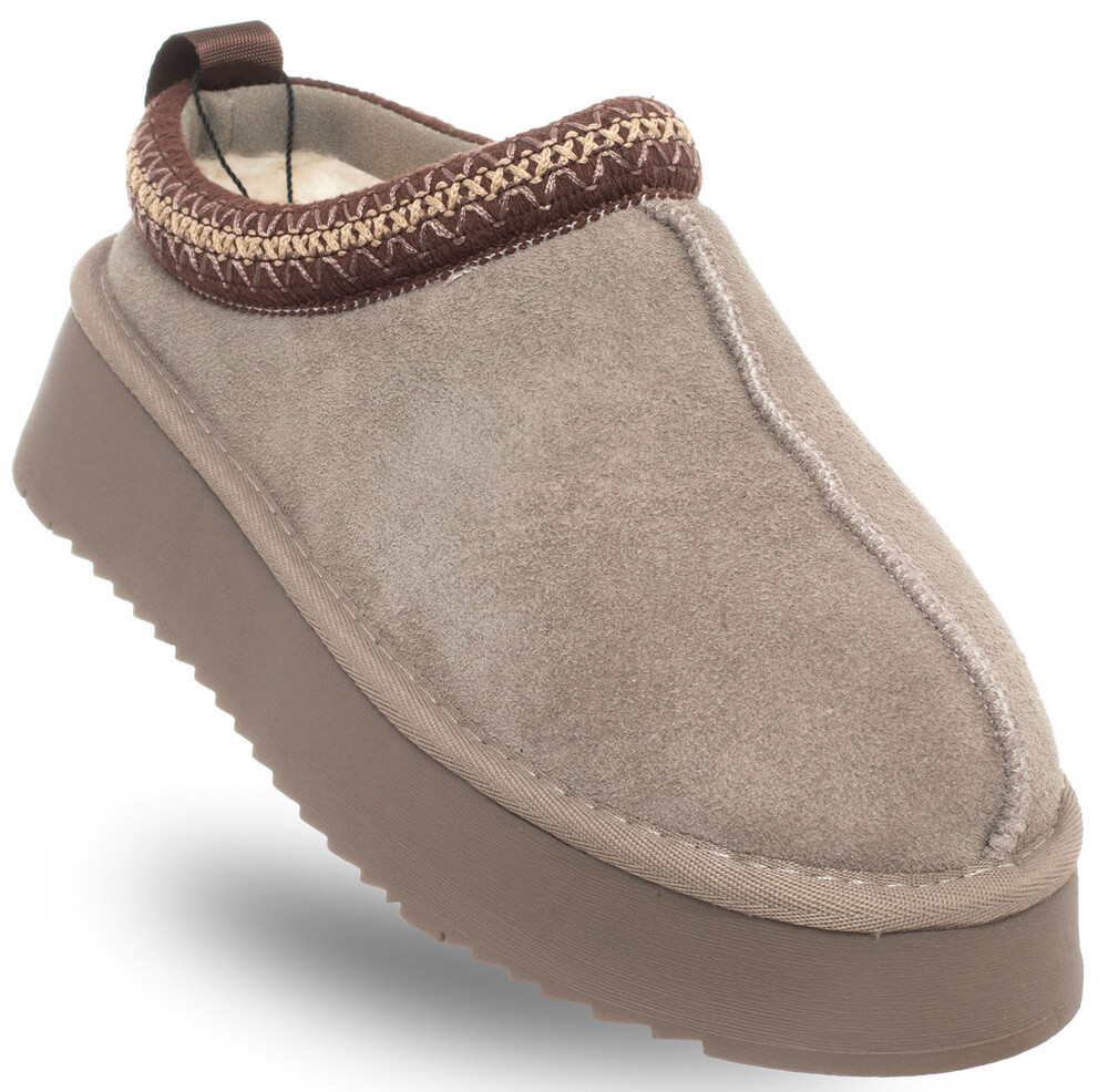 SOLO SOPRANI COUTURE šľapky s kožušinou, taupe