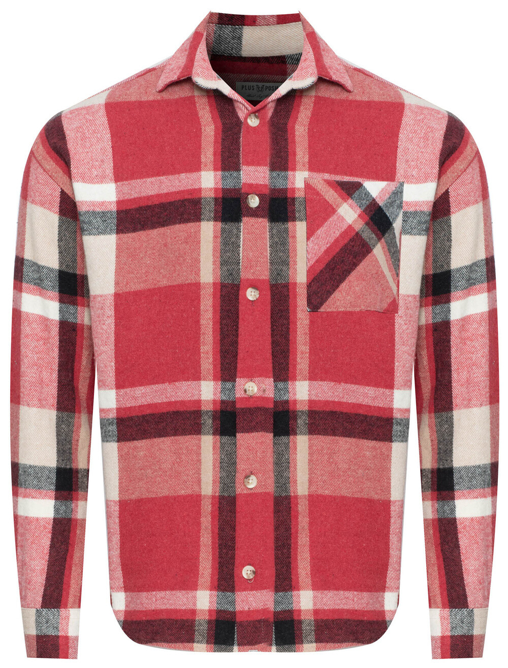 PLUS POSH červené tričko s károvaným vzorom