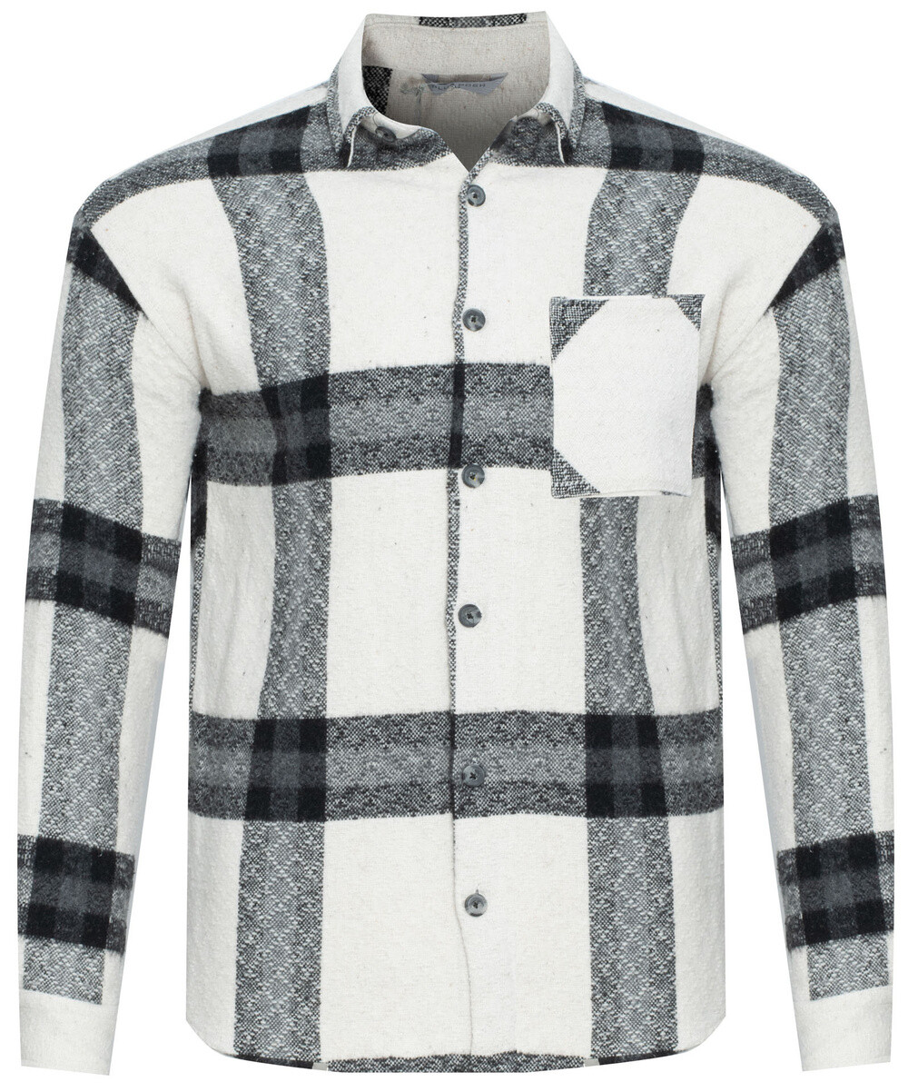 Kožená bunda PLUS POSH čierno-krémová