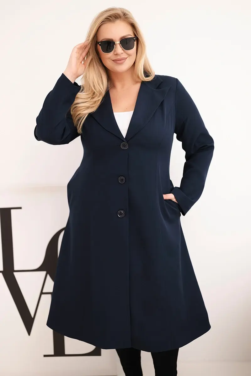 Kesi Włoski Classic Plus Size dámsky kabát s gombíkmi a golierom