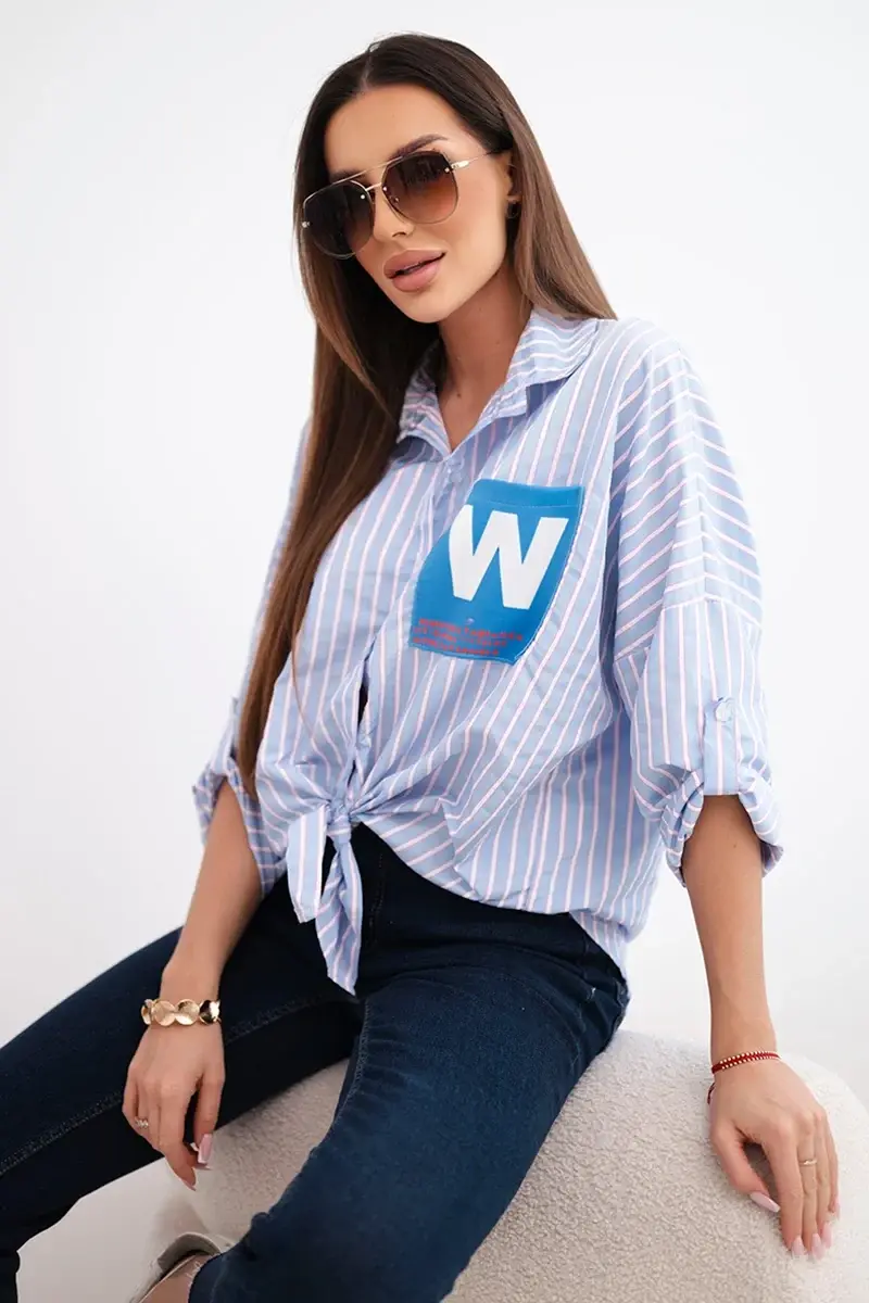 Kesi dámska pruhovaná košeľa s viazaním