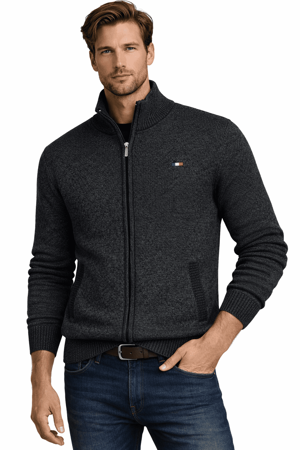 Pánsky rozopínací sveter tmavosivý