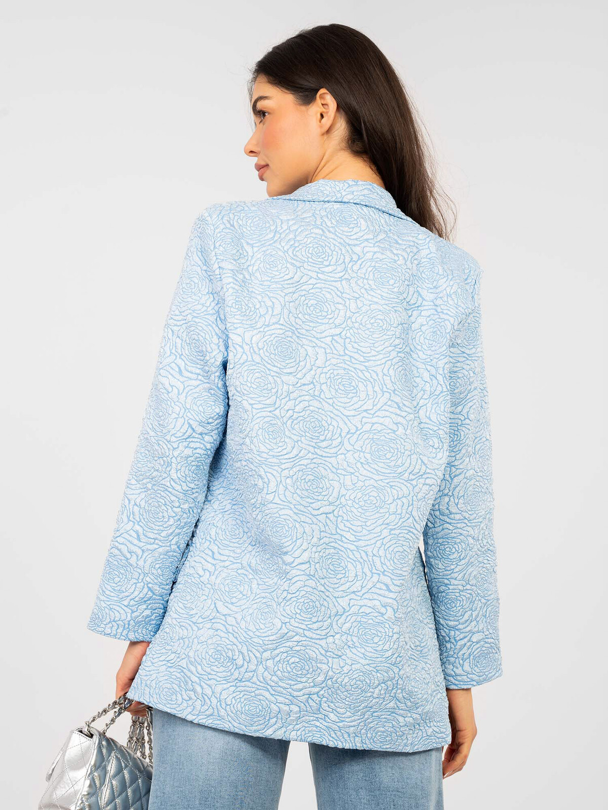 Svetlomodrý žakárový blazer