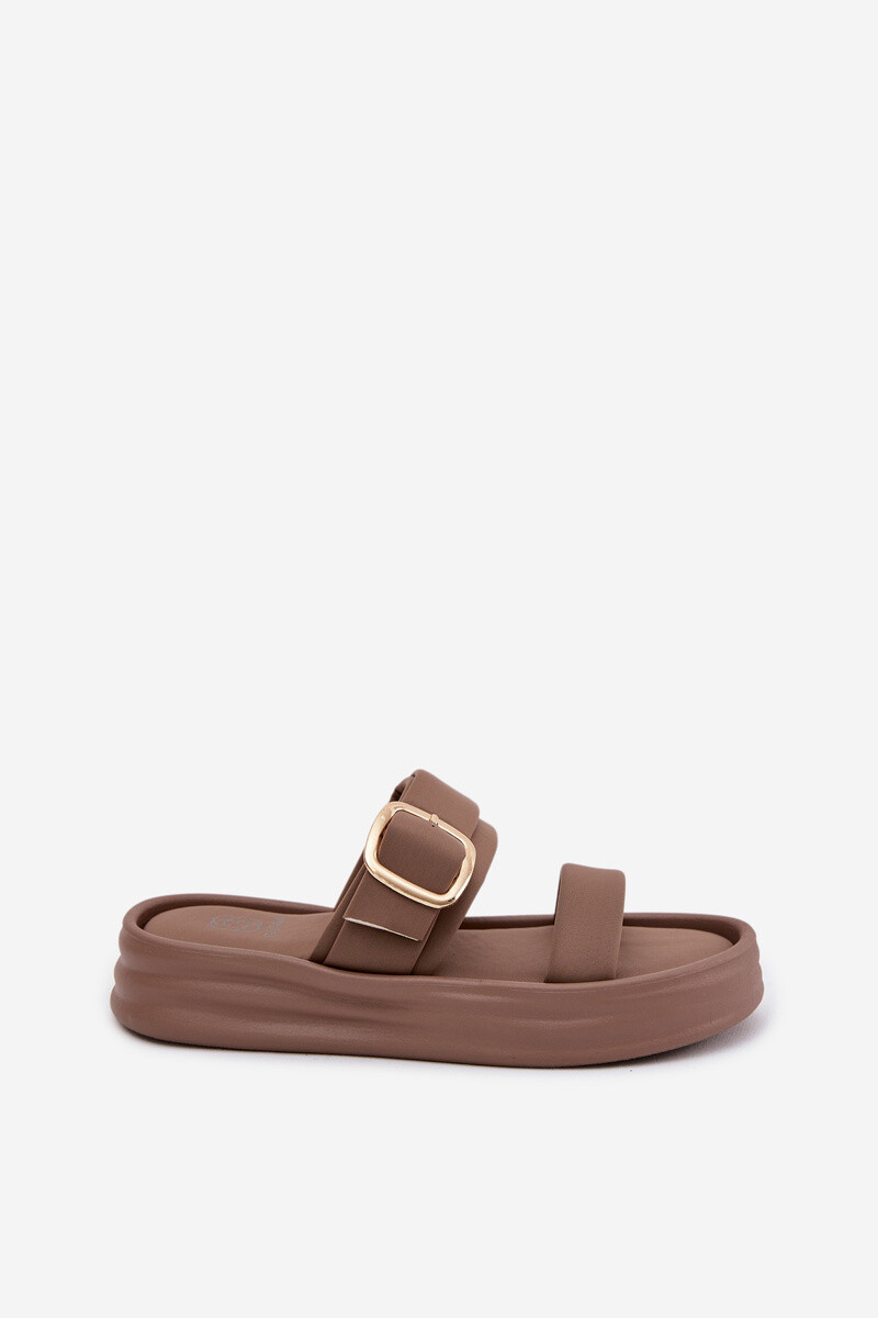 Dámske platformové šľapky so zlatou prackou