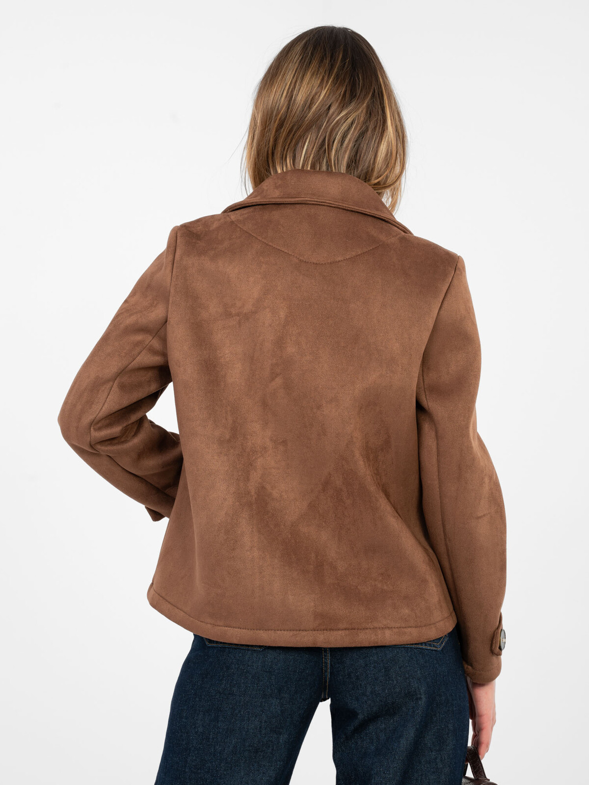 Krátky dvojradový plášť hnedý