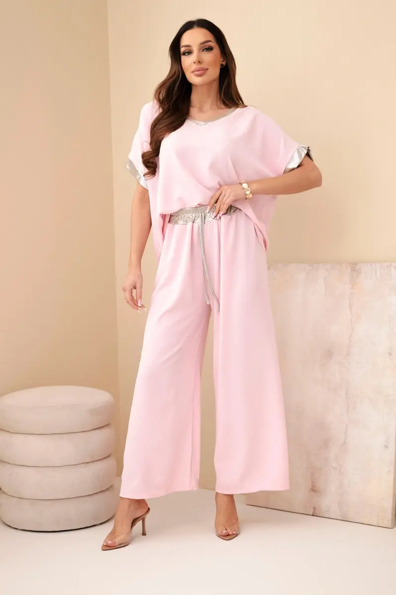 Kesi Włoski Velvet set v ružovej so zlatými detailmi