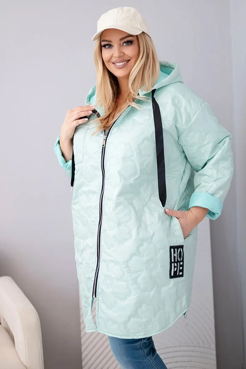 Dámska Plus Size prešívaná bunda s kapucňou HOPE