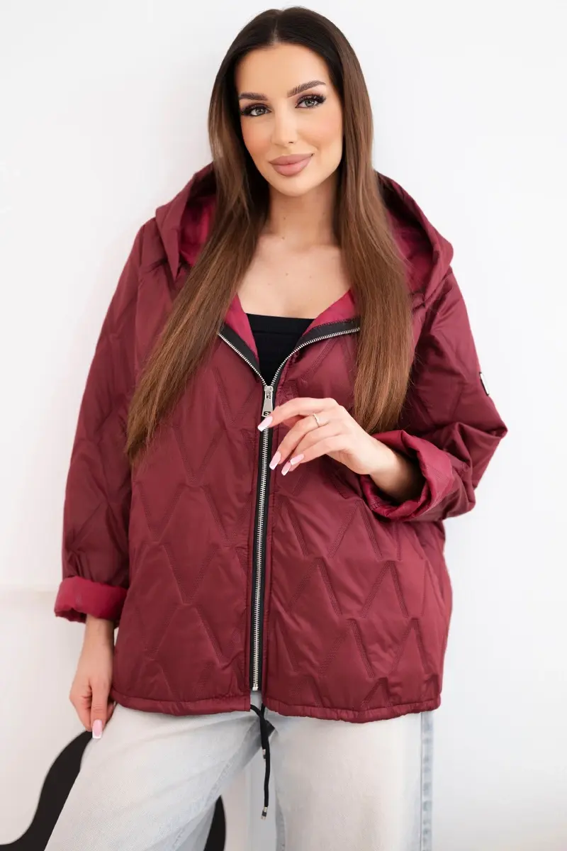 Dámska jarno-zimná prešívaná bunda s kapucňou