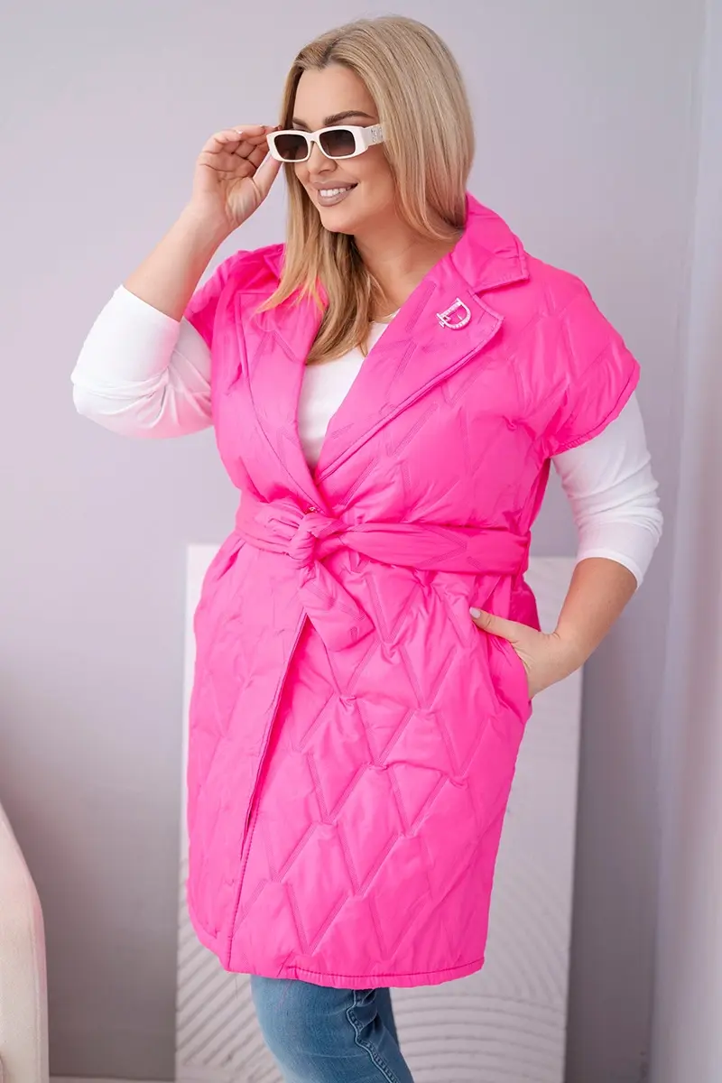 Kesi dámska plus size prešívaná vesta s opaskom