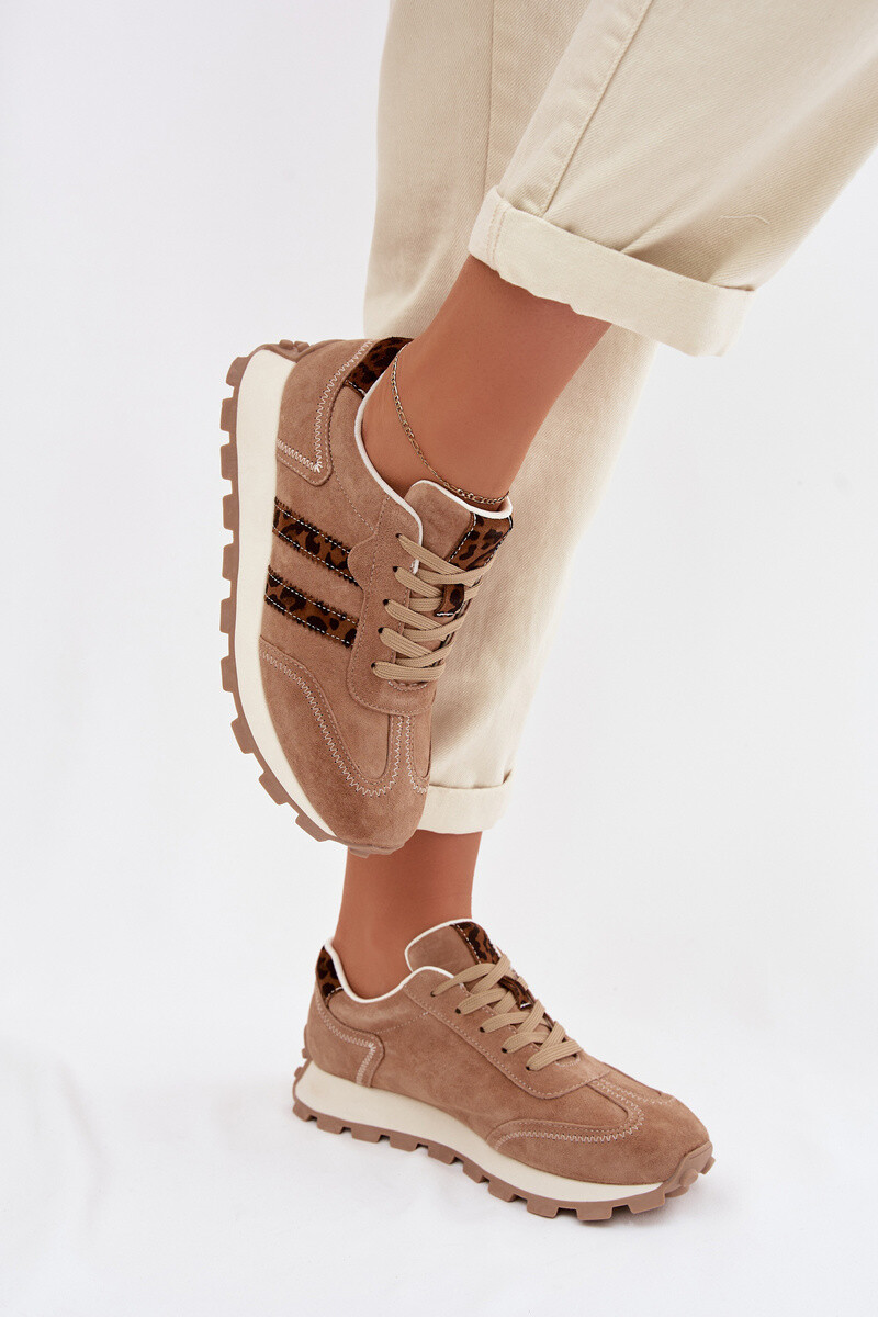 Dámske semišové tenisky s leopardím vzorom