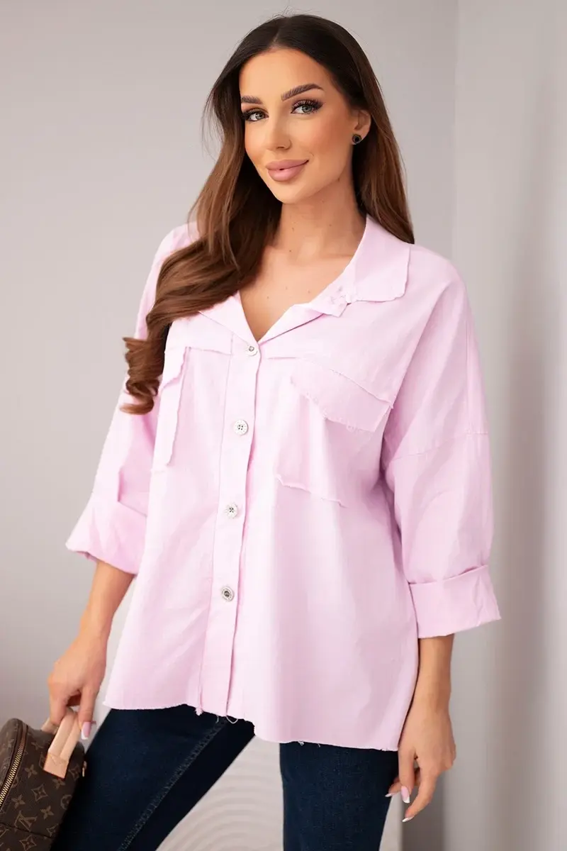 Kesi Włoski dámska košeľa s vreckami svetlofialová