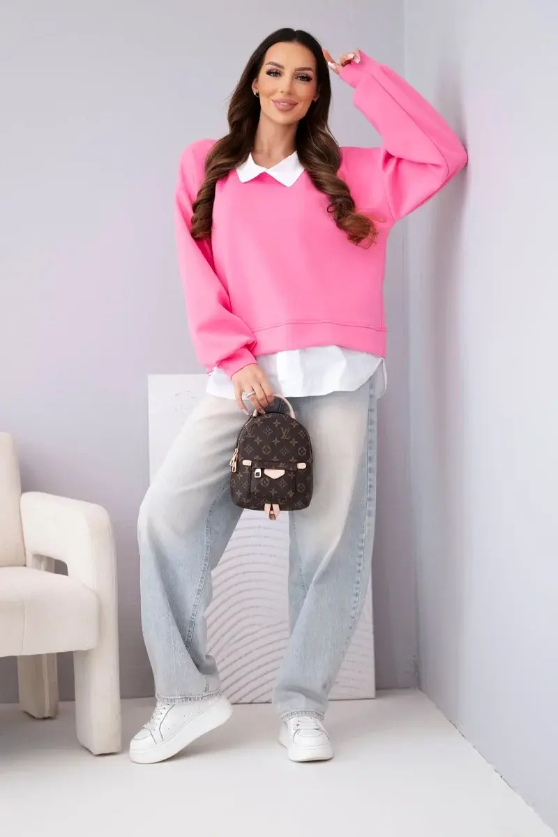 Kesi Włoski dámska mikina s košeľovým detailom