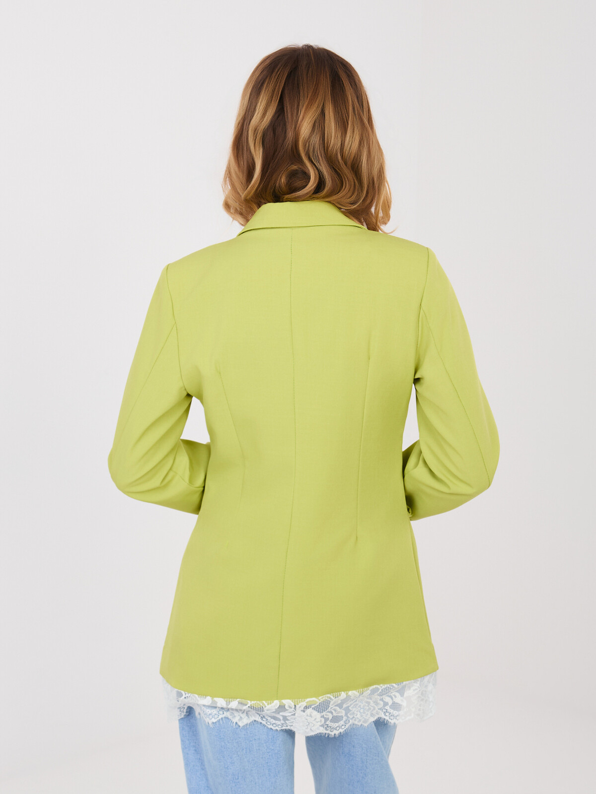 Limetkové sako s čipkou