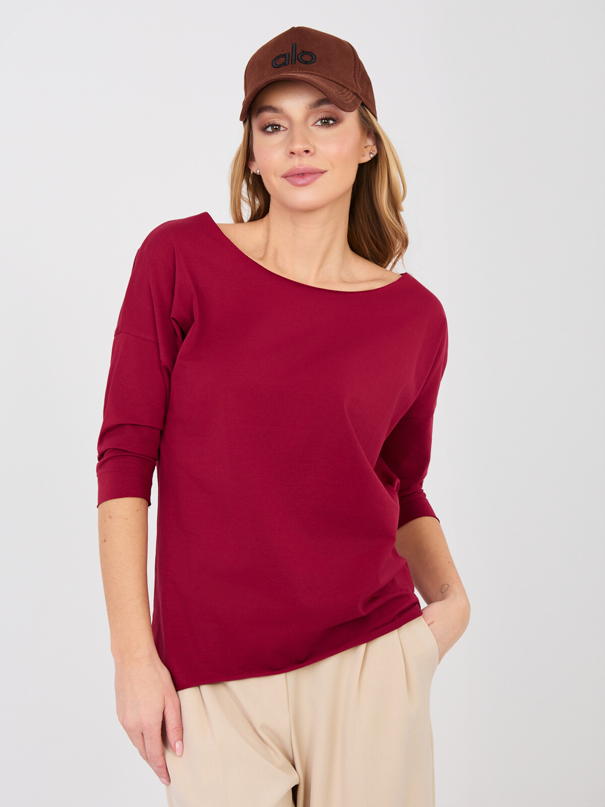 Bordová basic blúzka s lodičkovým výstrihom