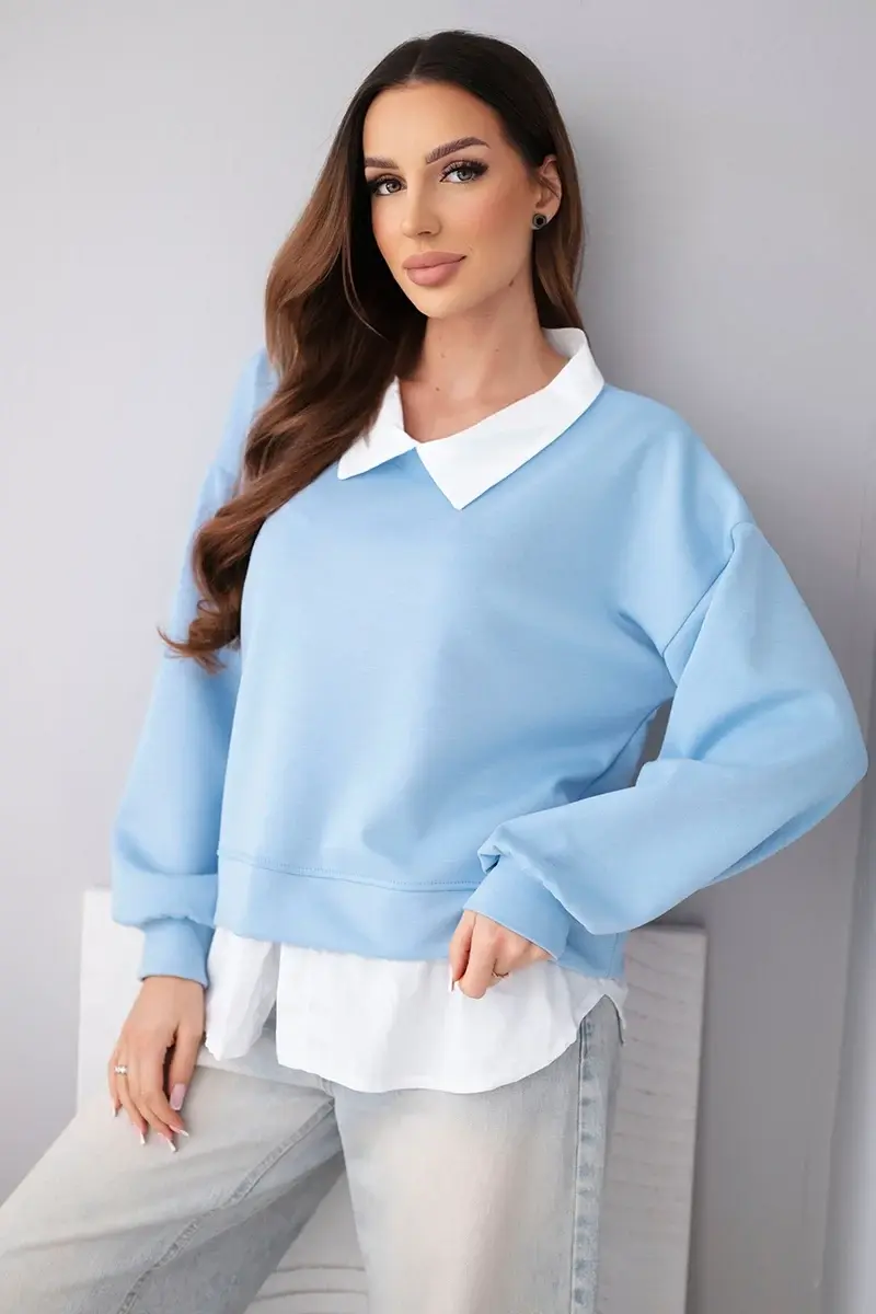 Dámska mikina s vložkou v štýle košele