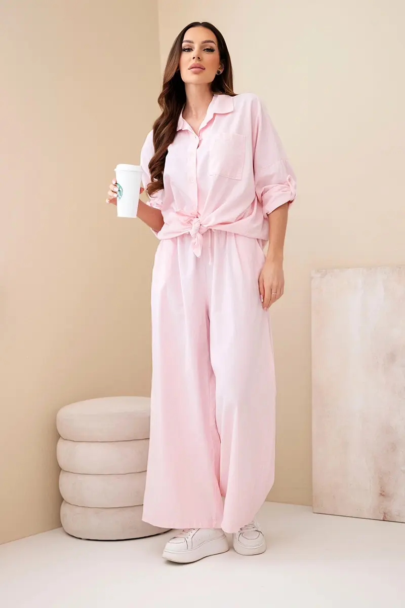 Kesi Włoski dámsky súprava s viazankou púdrovo ružová