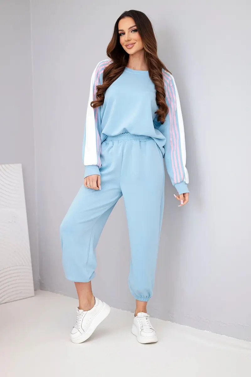 Kesi Włoski dámska súprava s prúžkom a rebrovaným lemom