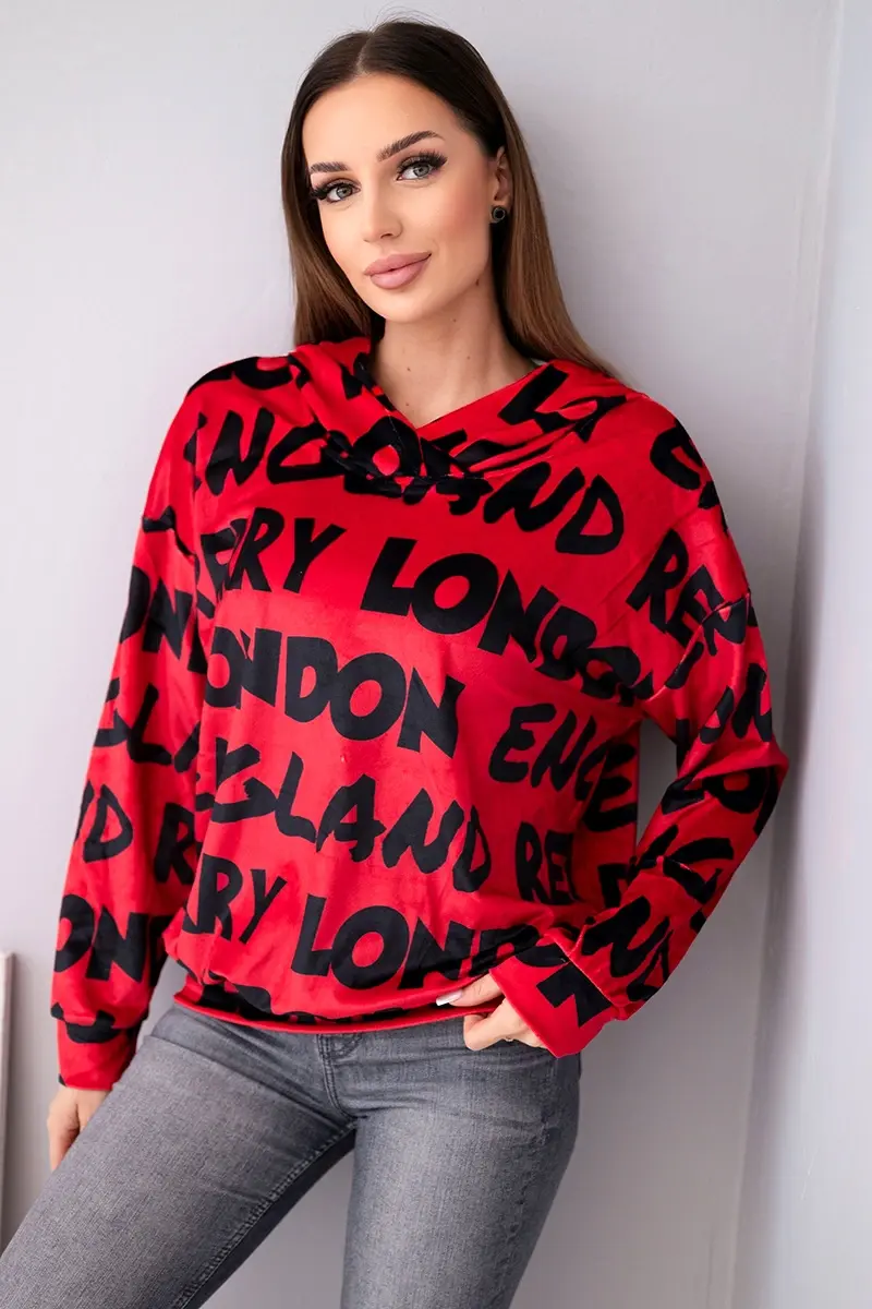 Dámska oversized mikina s kapucňou a potlačou