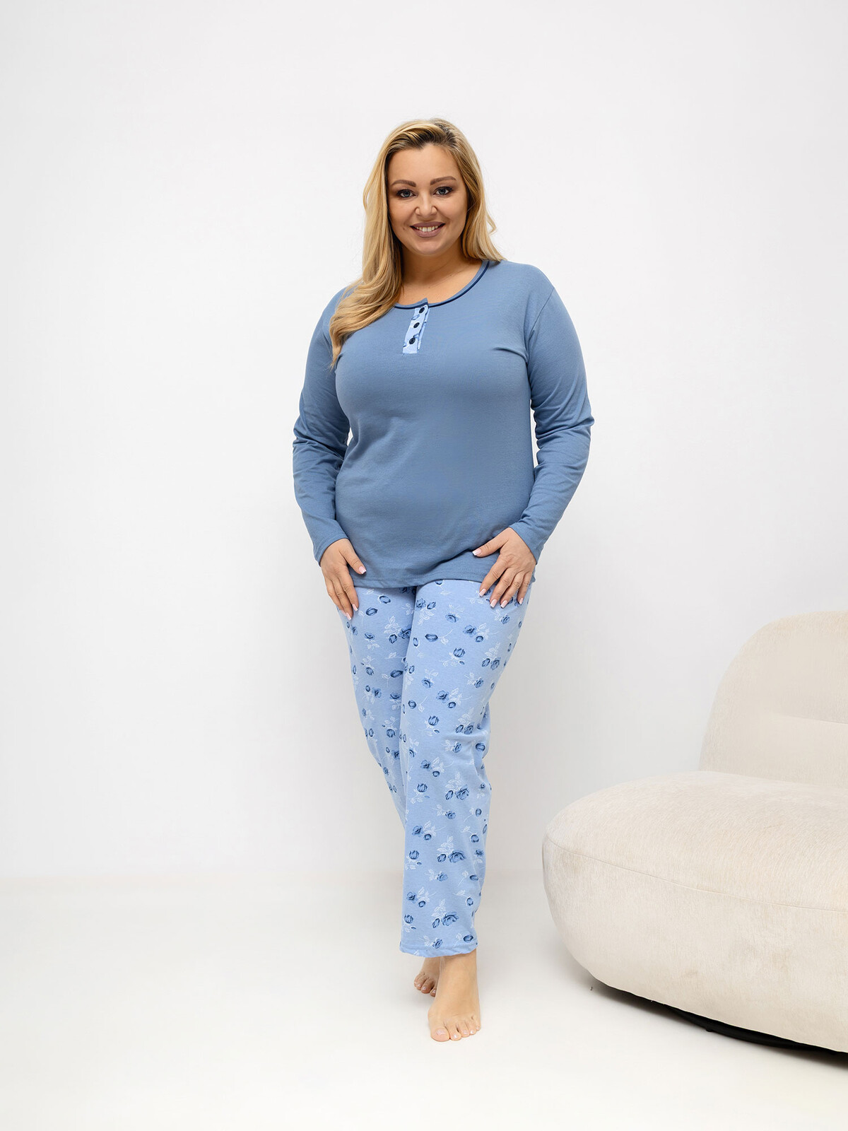 Modré plus size pyžamo DU-PI-FP-510.13
