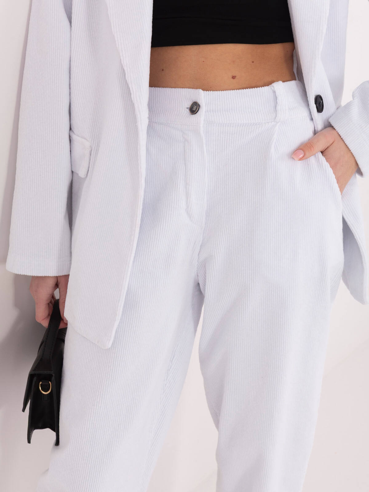 Biele štruksové nohavice 7/8 RUE PARIS