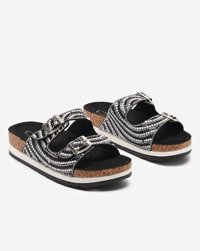 Dámske šľapky s kubickými zirkónmi