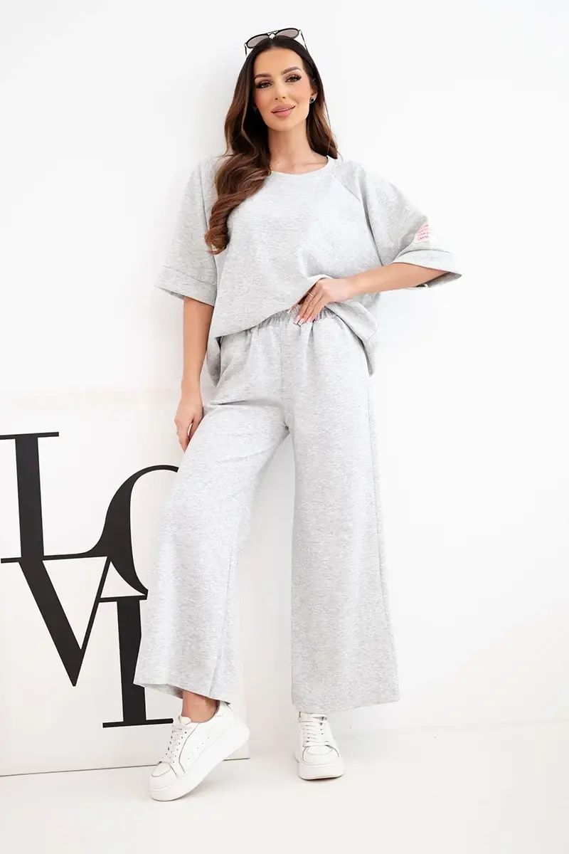 Kesi Włoski ženský set z viskózy sivý melange