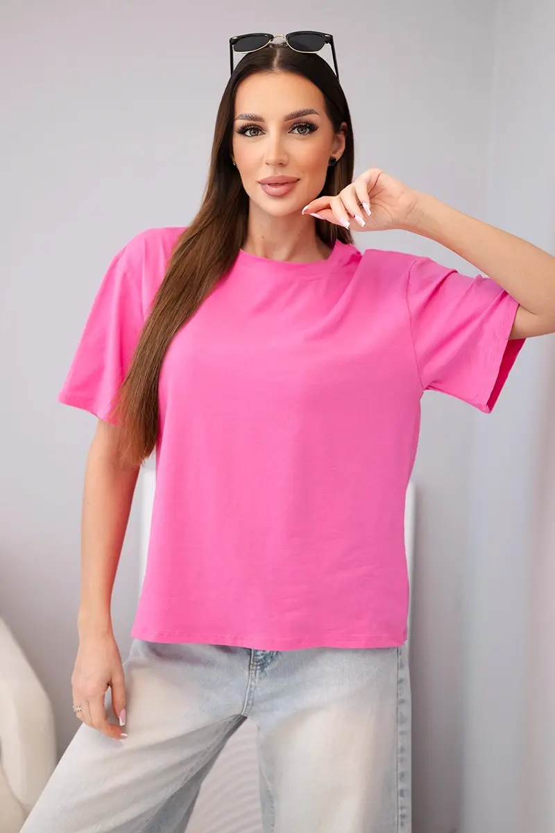 Dámsky bavlnený top s krátkym rukávom ružový