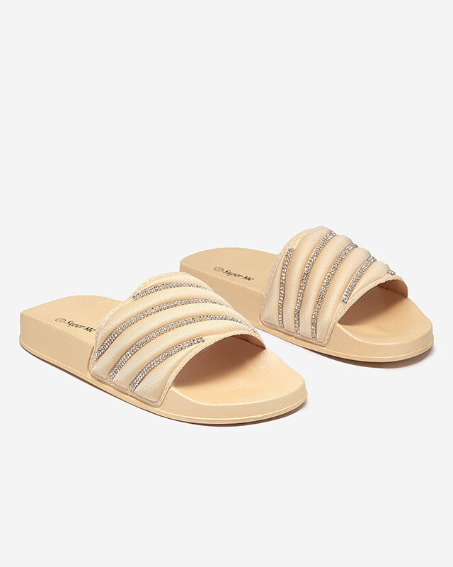 Zlaté dámske šľapky s kubickými zirkónmi Mytaris