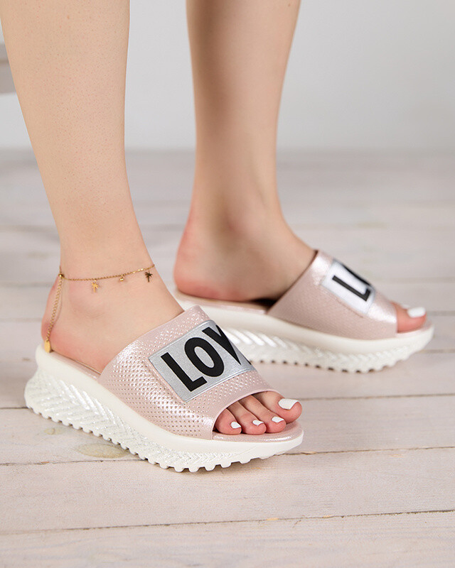 Dámske trblietavé šľapky Resti Pink