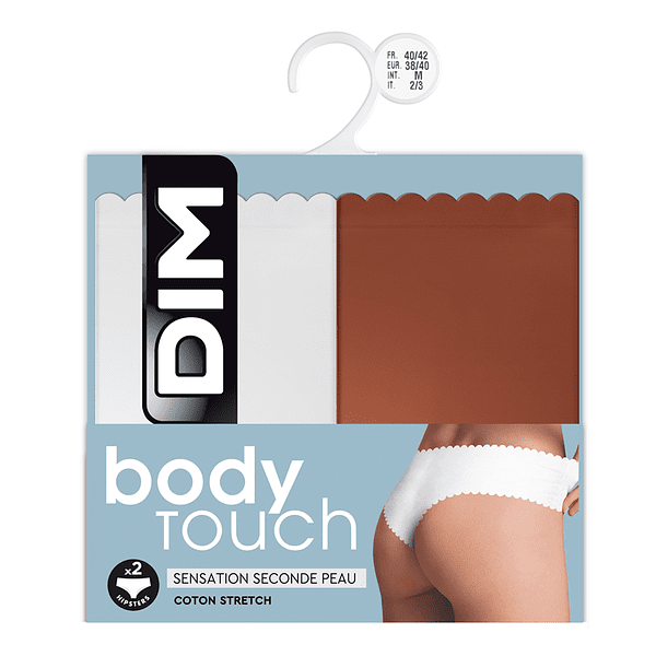 DIM BODY TOUCH HIPSTER 2x - Dámske nohavičky 2x - tehlová - biela