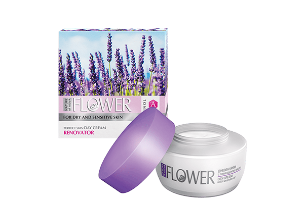FLOWER Rozjasňujúci denný pleťový krém pre suchú a citlivú pokožku s levanduľovým extraktom 50 ml - NATURE OF AGIVA