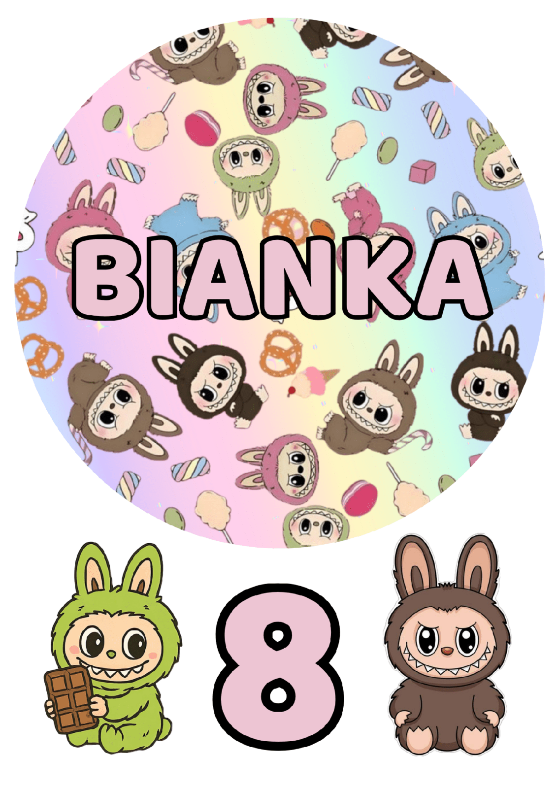 Personal Jedlý personalizovaný obrázok na tortu - Labubu Veľkosť jedlý papier: Fondán 0,5 mm