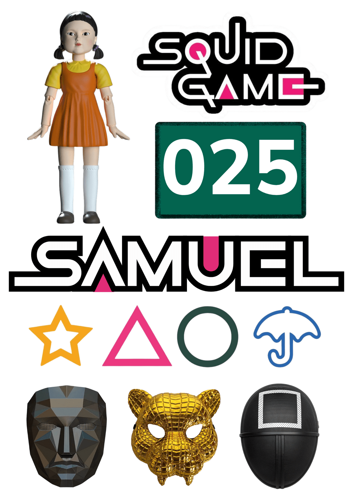 Personal Jedlé personalizované obrázky - Squid Game Veľkosť jedlý papier: Fondán 0,5 mm