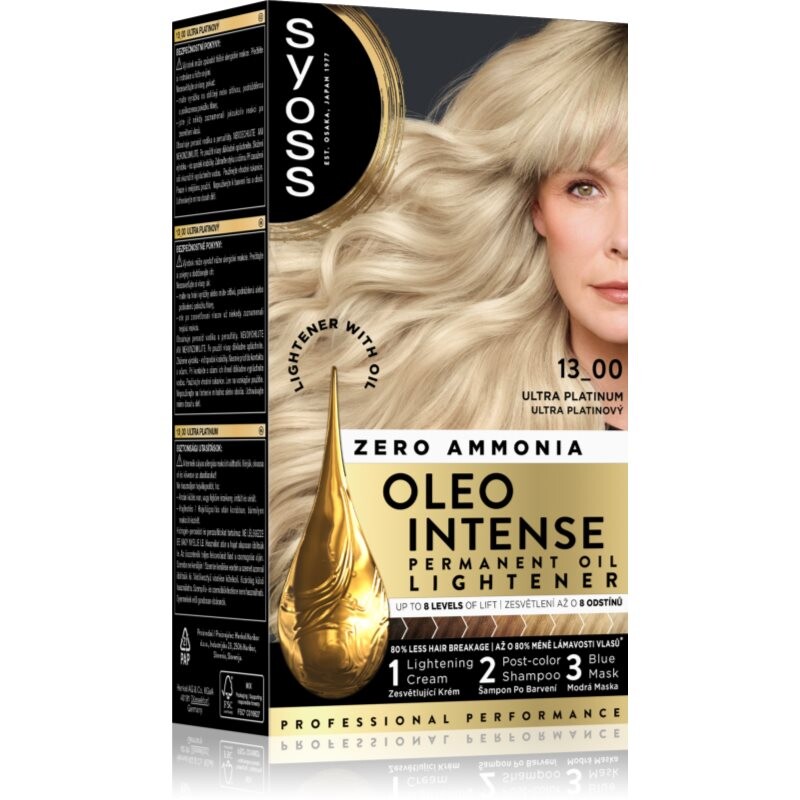 Syoss Oleo Intense permanentná farba na vlasy na zosvetlenie vlasov odtieň 13-00 Ultra Platinum 50 ml