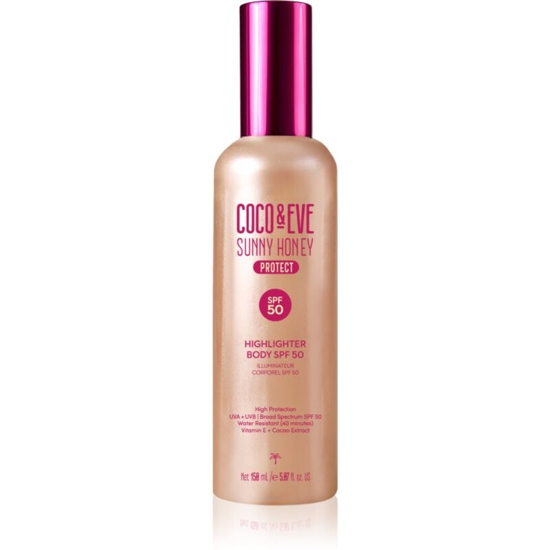 Coco & Eve Sunny Honey Highlighter Body SPF50 ochranné sérum s rozjasňujúcim efektom SPF 50 150 ml
