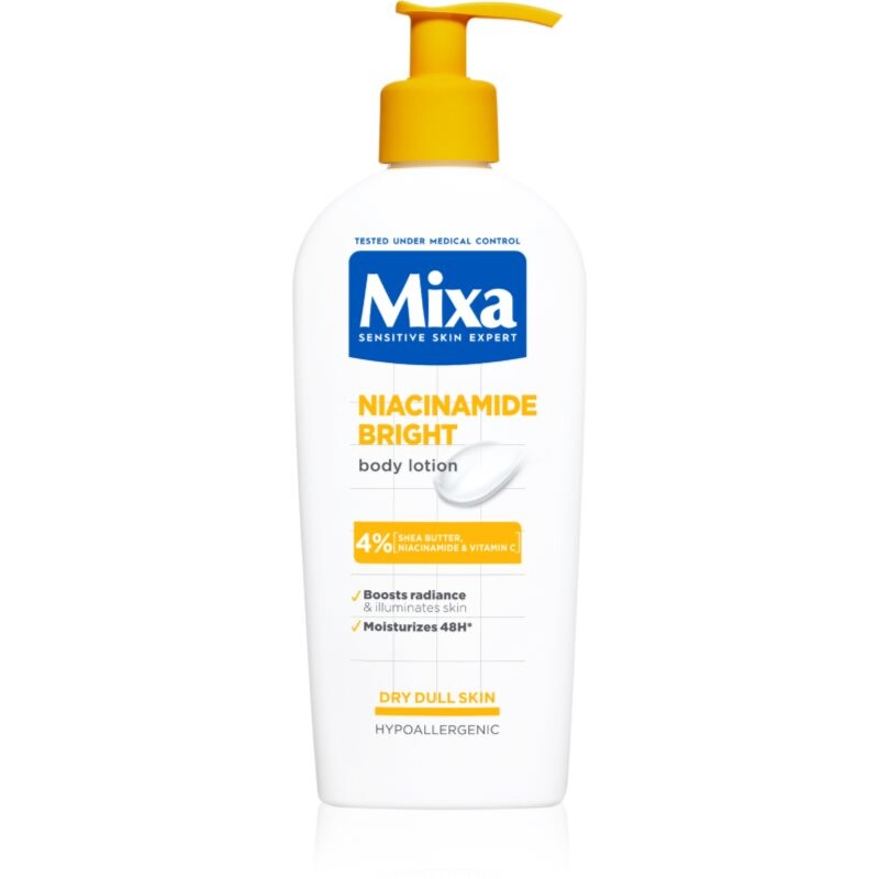 Mixa Niacinamide Bright telové mlieko pre rozjasnenie a hydratáciu 250 ml